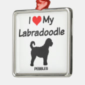 Ik hou van mijn Labradoodle Dog Silhouette Metalen Ornament (Links)