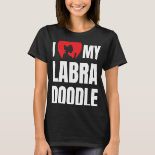 Ik hou van mijn Labradoodle-hond Silhouet in hart T-shirt