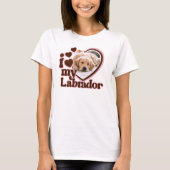 Ik hou van mijn labrador aangepaste roze hart foto t-shirt (Voorkant)
