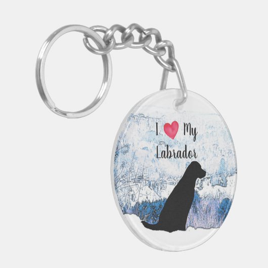 Ik hou van mijn labrador - Black Dog - Black Lab Sleutelhanger (Voorkant Links)