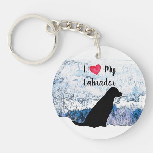 Ik hou van mijn labrador - Black Dog - Black Lab Sleutelhanger (Voorkant)