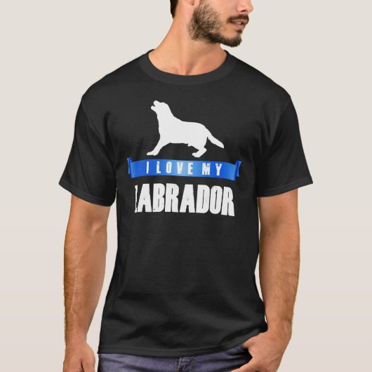 Ik hou van mijn labrador blauw lint t-shirt (Voorkant)
