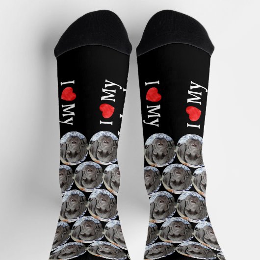 Ik hou van mijn Labrador Custom Dog Face Pet Foto Sokken (Top)