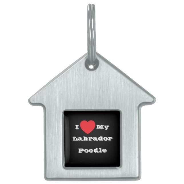 Ik ♥️ Hou Van Mijn Labrador Poodle Huisdieren Naamplaatje (Voorkant)