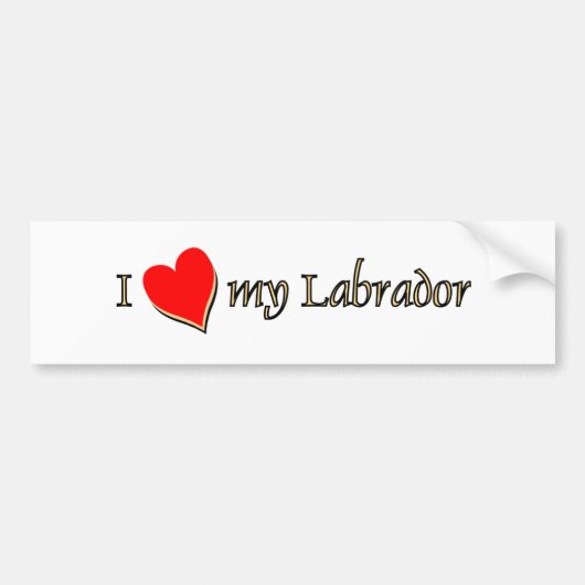 Ik hou van mijn labrador Red Heart Bumpersticker (Voorkant)