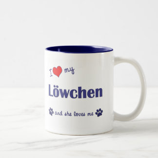 Ik hou van mijn Lachen (Vrouw Dog) Tweekleurige Koffiemok