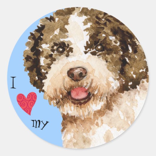 Ik hou van mijn Lagotto Ronde Sticker (Voorkant)