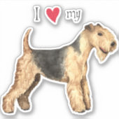 Ik hou van mijn Lakeland Terrier Vinyl Sticker (Voorkant)