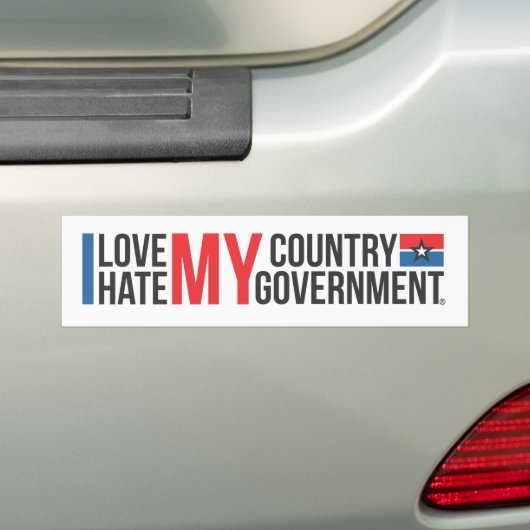 Ik hou van MIJN LAND Haat MIJN REGERING Bumpersticker (Op auto)