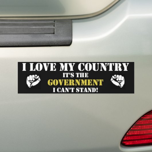 ik hou van mijn land , het is de regering bumpersticker (Op auto)