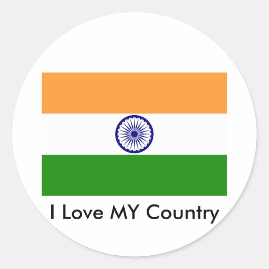 Ik hou van MIJN land India Ronde Sticker (Voorkant)