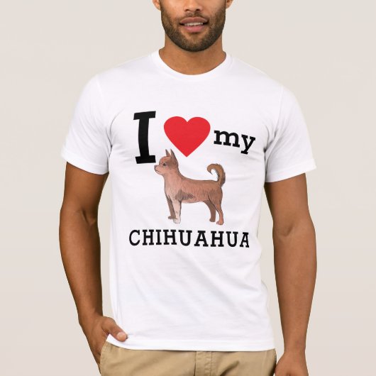 Ik hou van mijn lange gehaaste Chihuahua T-shirt (Voorkant)