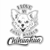 Ik hou van mijn lange haar Chihuahua Vinyl Sticker (Voorkant)