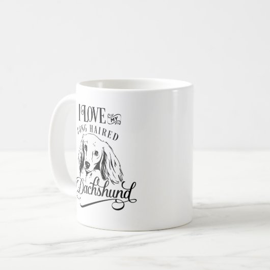 Ik hou van mijn lange haardachshund koffiemok (Voorkant links)