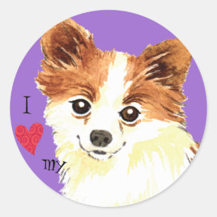 Ik hou van mijn lange kat Chihuahua Ronde Sticker