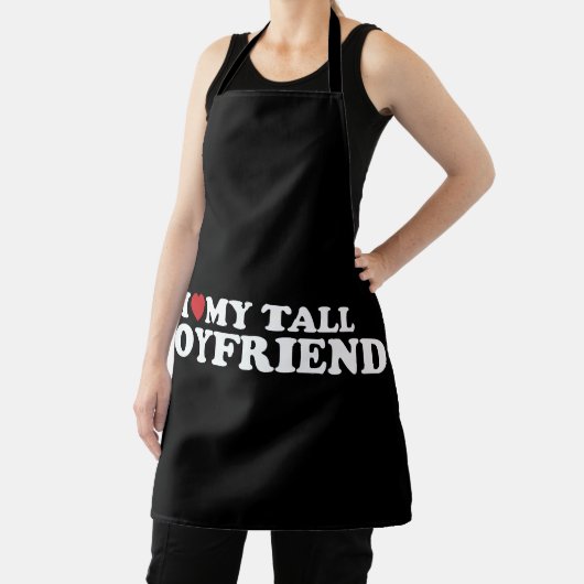 Ik hou van mijn lange vriendje hart Groovy Retro Schort (Insitu)