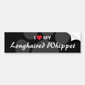 Ik hou van mijn langharige whippet bumpersticker (Voorkant)