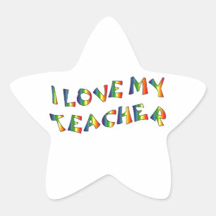 Ik hou van mijn leraar (dank u) Rainbow-waardering Ster Sticker