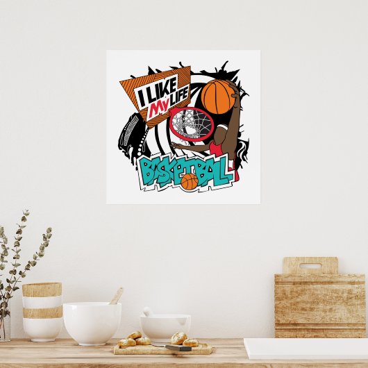 "Ik hou van mijn leven" basketbal poster (Keuken)