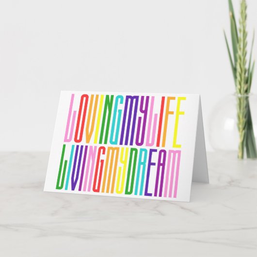 Ik hou van mijn leven en leef mijn droomkleurige r kaart (Voorkant)