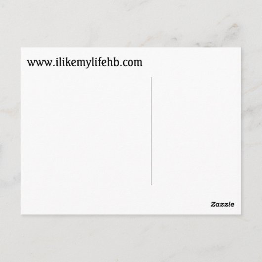 "Ik hou van mijn leven" oorspronkelijk briefkaart (Achterkant)