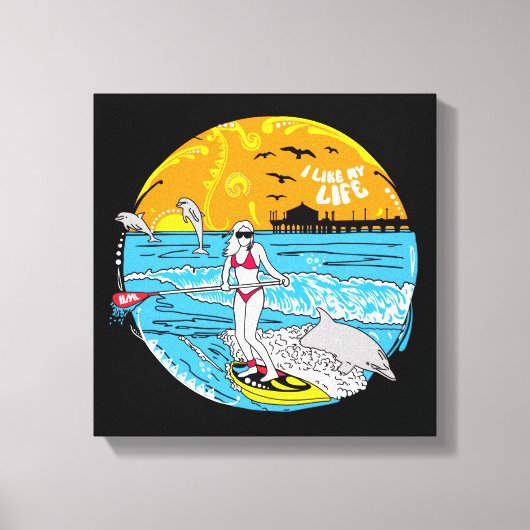 "Ik hou van MIJN leven" Paddle Board CANVAS Afdruk (Voorkant)