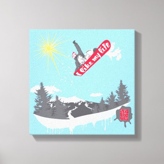 "Ik hou van mijn leven" snowboarden canvas Afdruk (Voorkant)