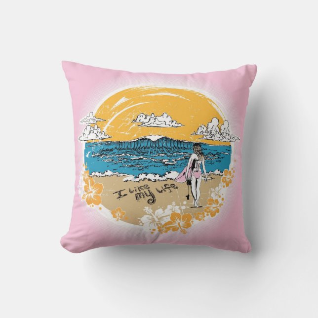 "Ik hou van mijn leven" strandmeester kussens (Voorkant)