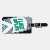 "Ik hou van mijn leven" surf bagagelabel (Voorkant horizontaal)
