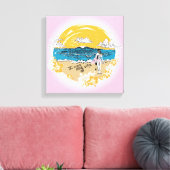 "Ik hou van mijn leven" surf doek meisje Canvas Afdruk (Insitu (Woonkamer))