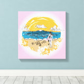 "Ik hou van mijn leven" surf doek meisje Canvas Afdruk (Insitu (Houten vloer))