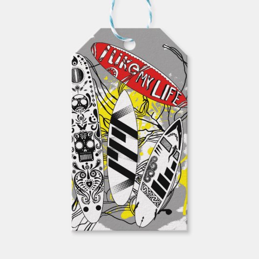 "Ik hou van MIJN leven" surfen labels Cadeaulabel (Voorkant)