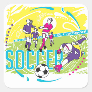"Ik hou van mijn leven" voetbalstickers Vierkante Sticker