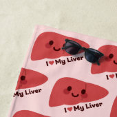 Ik hou van mijn lever - Schattigee lachende lever Strandlaken (In situ)