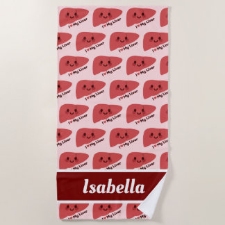 Ik hou van mijn lever - Schattigee lachende lever Strandlaken