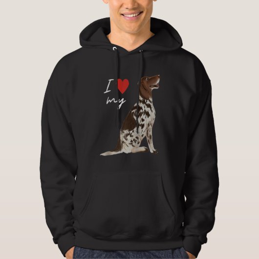 Ik hou van mijn lever & witte Engelse Pointer hond Hoodie (Voorkant)