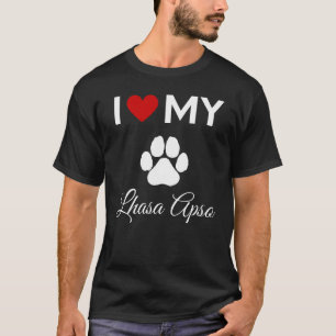 Ik hou van mijn Lhasa Apso hond aangepaste tekst T-shirt
