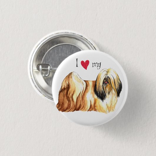 Ik hou van mijn Lhasa Apso Ronde Button 3,2 Cm (Voorkant /achterkant)