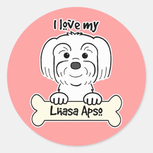 Ik hou van mijn Lhasa Apso Ronde Sticker (Voorkant)