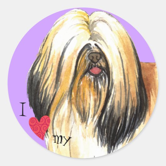 Ik hou van mijn Lhasa Apso Ronde Sticker (Voorkant)