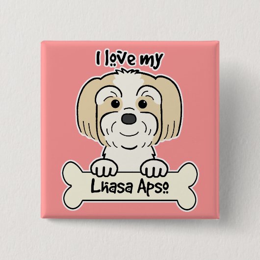 Ik hou van mijn Lhasa Apso Vierkante Button 5,1 Cm (Voorkant)