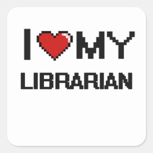Ik hou van mijn Librarian Vierkante Sticker