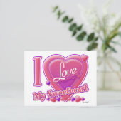 Ik hou van mijn liefje, roze/paars, hart briefkaart (Staand voorkant)