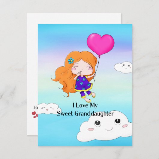Ik hou van mijn lieve kleindochter...knuffels en k feestdagenkaart (Voorkant / Achterkant)