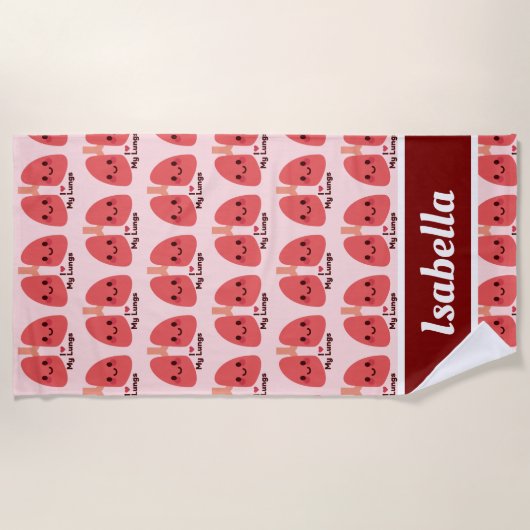 Ik hou van mijn longen - Schattigee lachende longe Strandlaken (Voorkant)