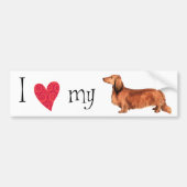 Ik hou van mijn Longhaire Dachshund Bumpersticker (Voorkant)