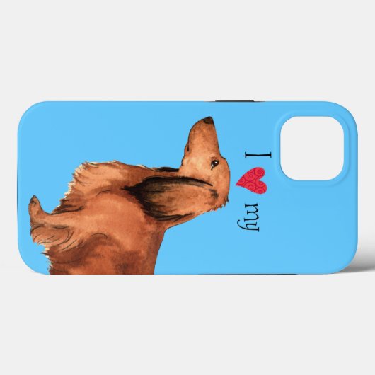 Ik hou van mijn Longhaire Dachshund Case-Mate iPhone Case (Achterkant (horizontaal))