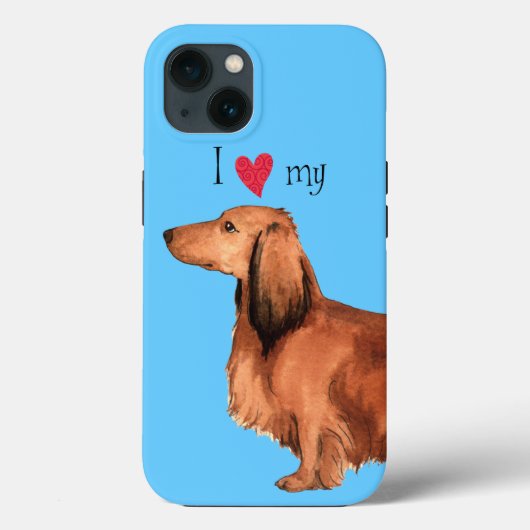 Ik hou van mijn Longhaire Dachshund Case-Mate iPhone Case (Achterkant)