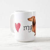 Ik hou van mijn Longhaire Dachshund Koffiemok (Voorkant links)
