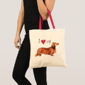 Ik hou van mijn Longhaire Dachshund Tote Bag (Voorkant (product))
